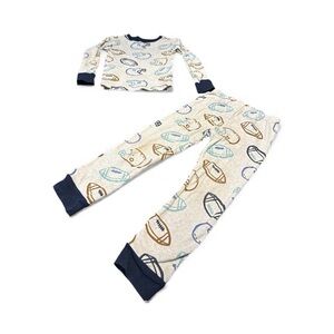 Carter's Cream and Blue Football Pajama Set